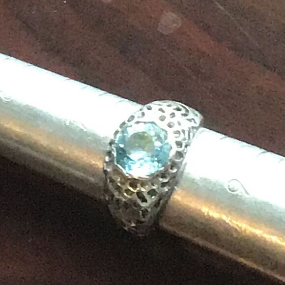 Ring, Blue Topaz and Sterling Silver Ring, size 8, Handmade, Artisan - Picture 8 of 8